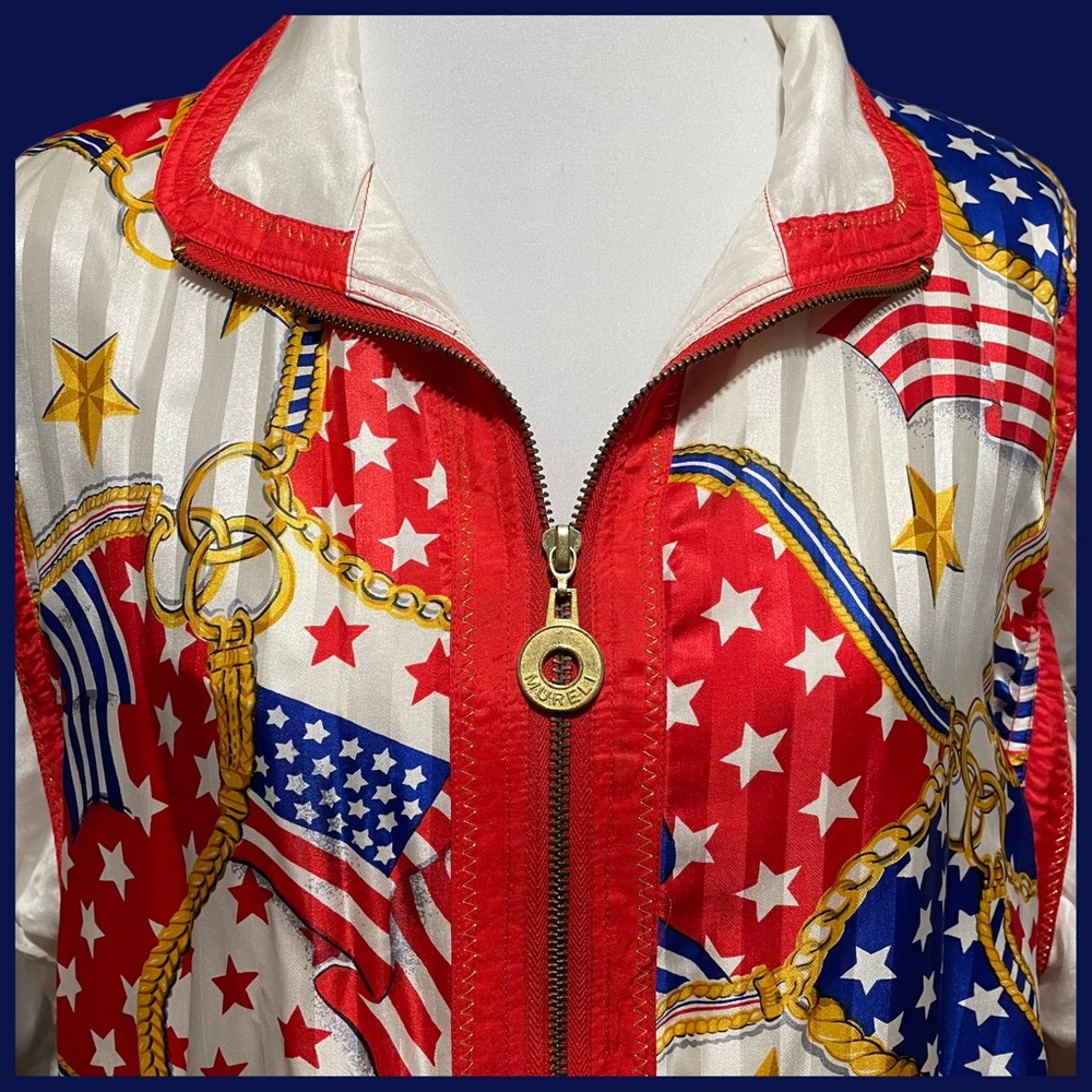 Mureli Vintage Patriotic Silk Jacket – Removeable Sleeves! - Picture 7 of 10